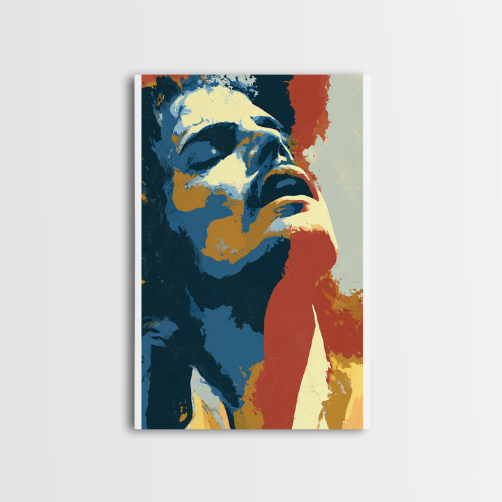 Portrait of a Singer Framed Canvas Print, Expressionist Art, Contemporary Art, Living Room Decor, Fine Art, Expression, EXP-2x3-4