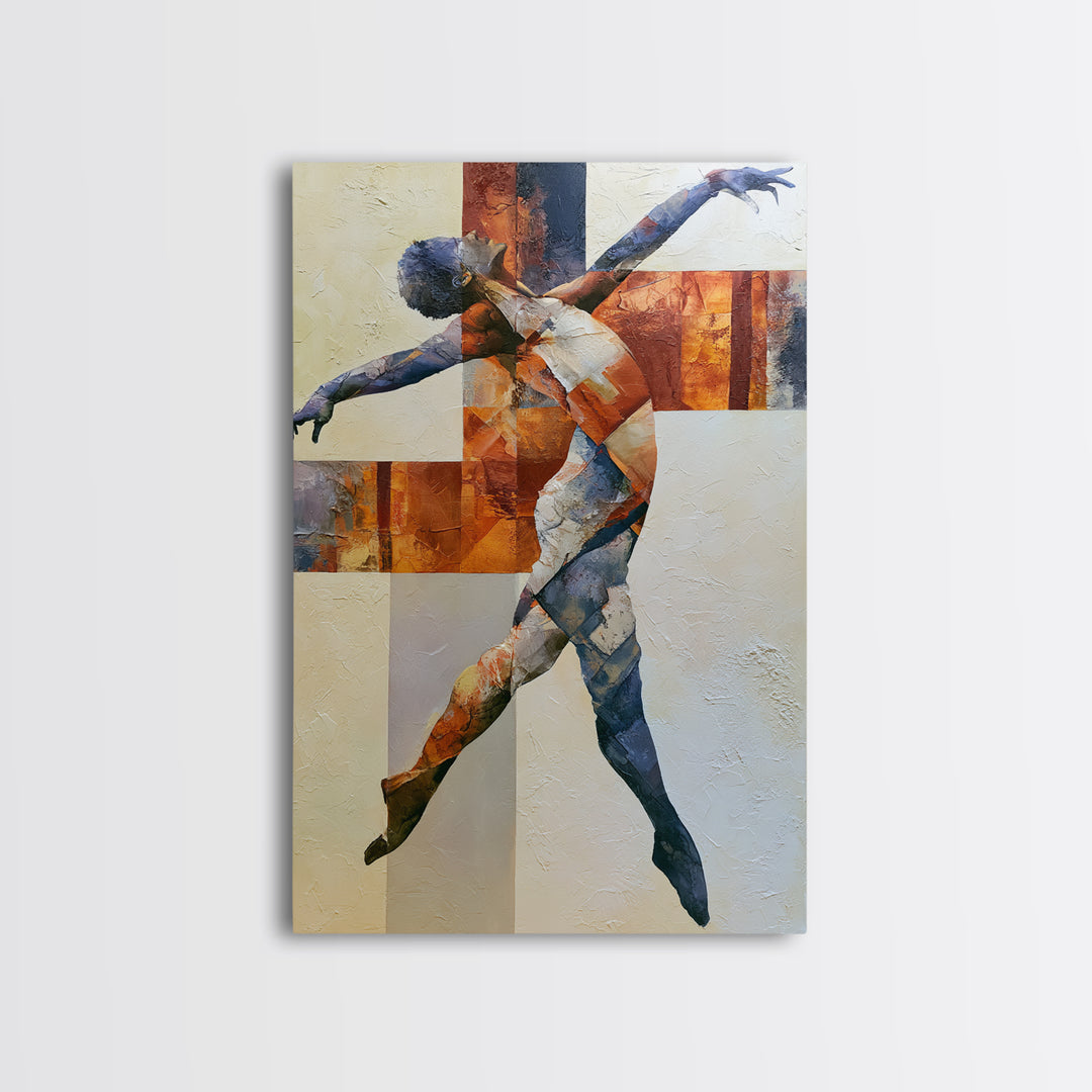 Dancer Figure Fractured into Vibrant Movement Canvas Print, Expressionist Art, Digital Wall Art, Living Room Decor, Expression, EXP-2x3-60