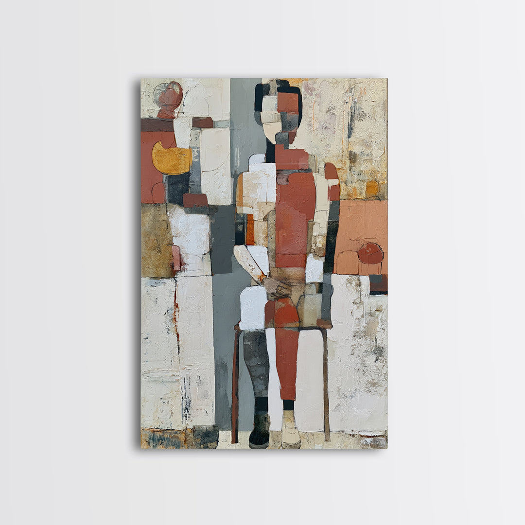 Seated Figure with Raw Gestural Outlines Framed Canvas Print, Expressionist Art, Living Room Decor, Fine Art, Expression, EXP-2x3-63