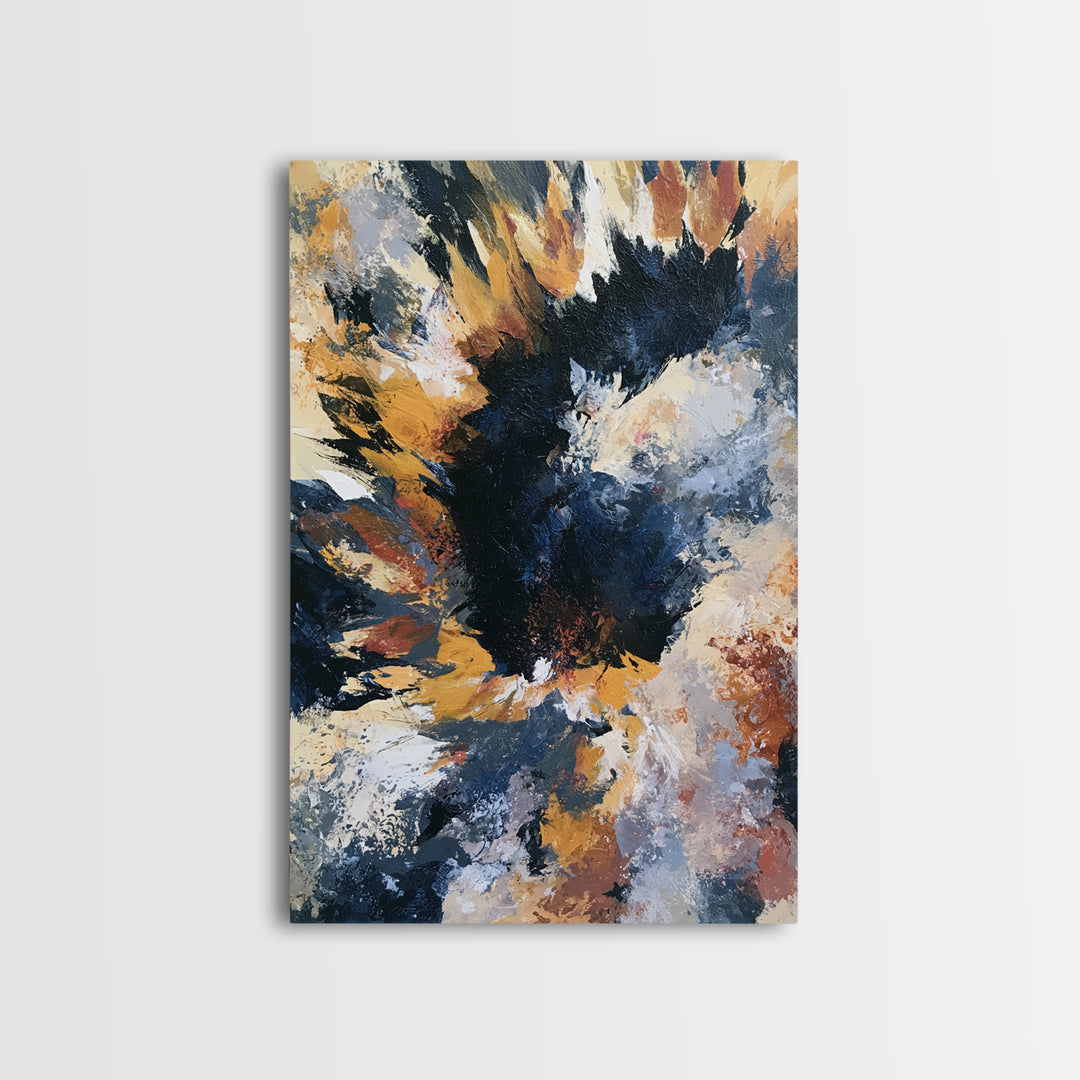 Sunflowers Twisting in Intense Painted Energy Canvas Print, Expressionist Art, Digital Prints, Living Room Decor, Expression, EXP-2x3-64