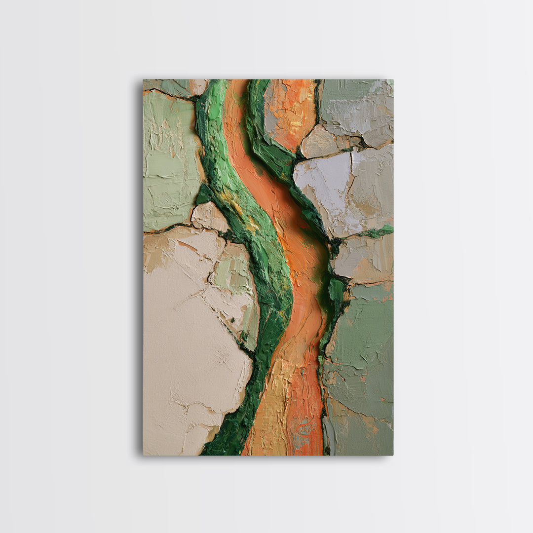 Garden Path with Thick Green and Orange Canvas Print, Expressionist Art, Canvas Art, Living Room Decor, Expression, EXP-2x3-94
