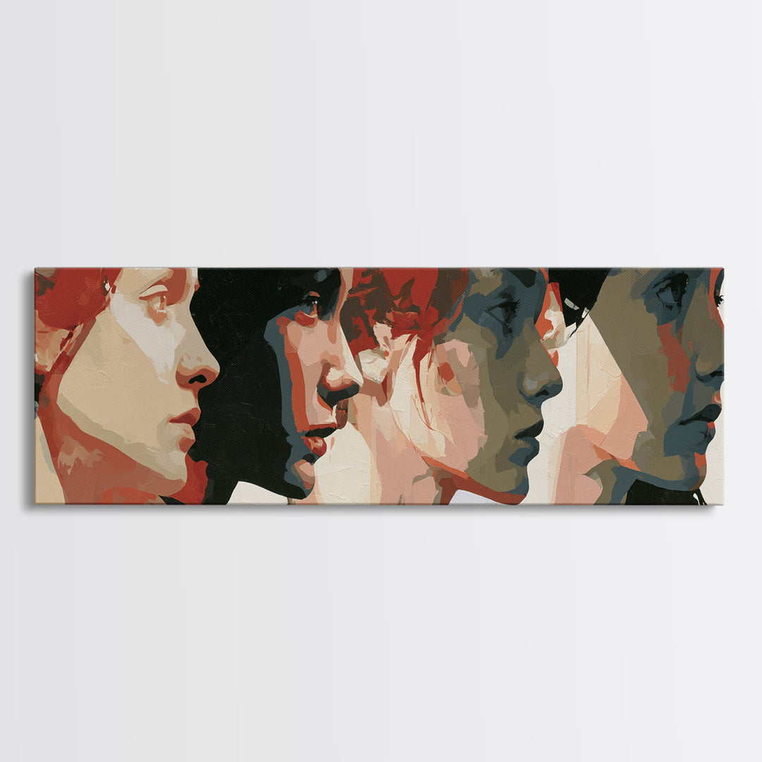Emotional Portrait with Bold Red and Blue Framed Canvas Print, Expressionist Art, Canvas Art, Living Room Decor, Expression, EXP-3x1-18