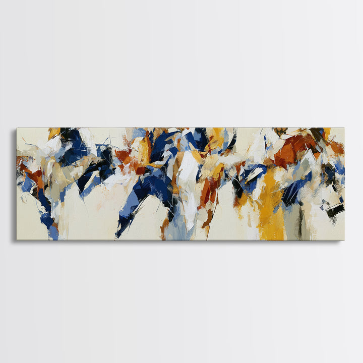 Dancer Figure Fractured into Vibrant Movement Canvas Print, Expressionist Art, Minimalist Wall Art, Living Room Decor, EXP-3x1-20