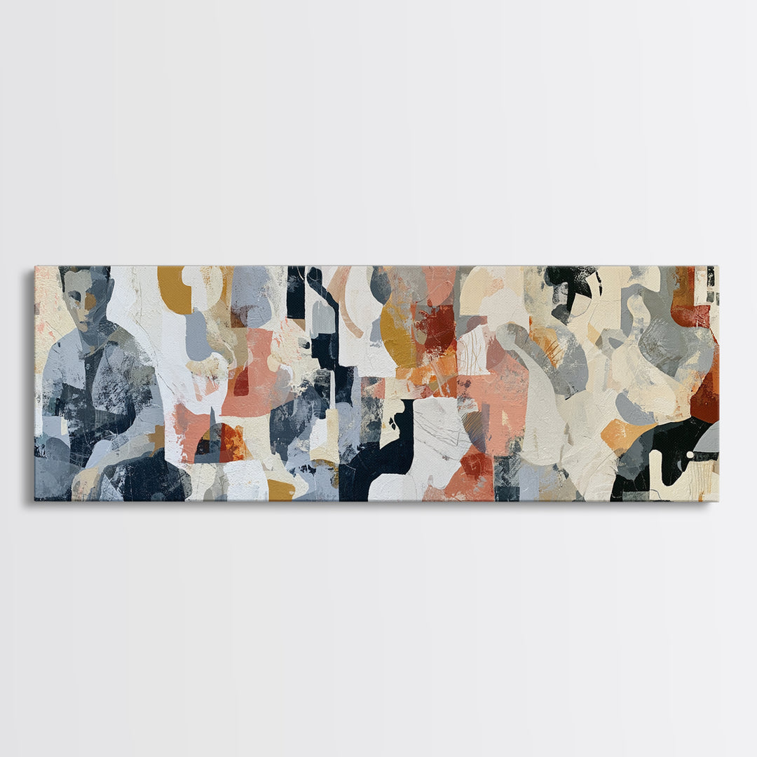 Seated Figure with Raw Gestural Outlines Framed Canvas Print, Expressionist Art, Room Decor, Living Room Decor, Oil Painting, EXP-3x1-23