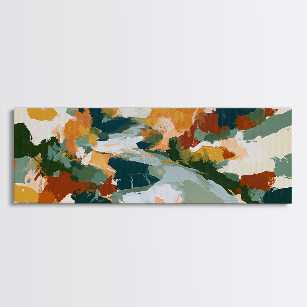 Garden Path with Thick Green and Orange Canvas Print, Expressionist Art, Downloadable Prints, Living Room Decor, Expression, EXP-3x1-54