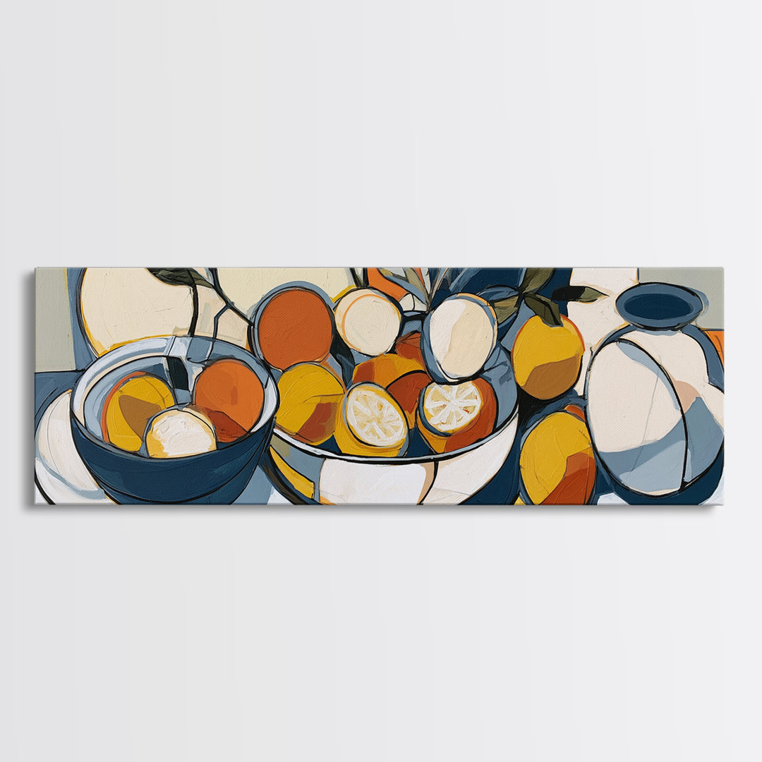 Bold Still Life of Fruit Framed Canvas Print, Expressionist Art, Downloadable Prints, Living Room Decor, Abstract Art, EXP-3x1-57