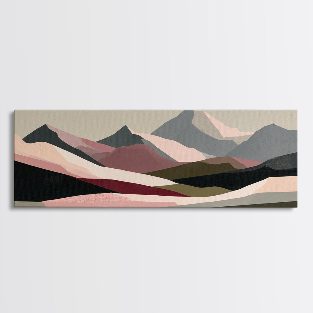 Mountain Landscape in Vibrating Color Bands Canvas Print, Expressionist Art, Gallery Wall Art, Living Room Decor, Expression, EXP-3x1-61