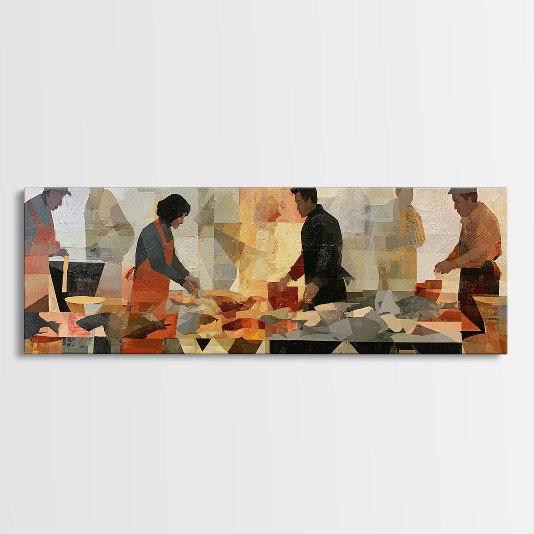 Fish Market Scene Canvas Print, Expressionist Art, Boho Decor, Living Room Decor, Fine Art, Expression, Digital Prints, EXP-3x1-62