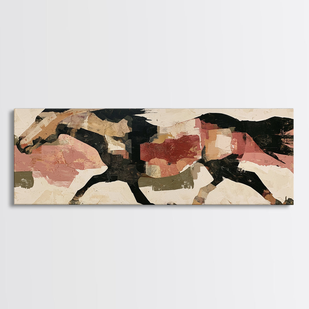 Expressionist Horse in Motion with Wild Mane Canvas Print, Expressionist Art, Modern Wall Art, Living Room Decor, Expression, EXP-3x1-74
