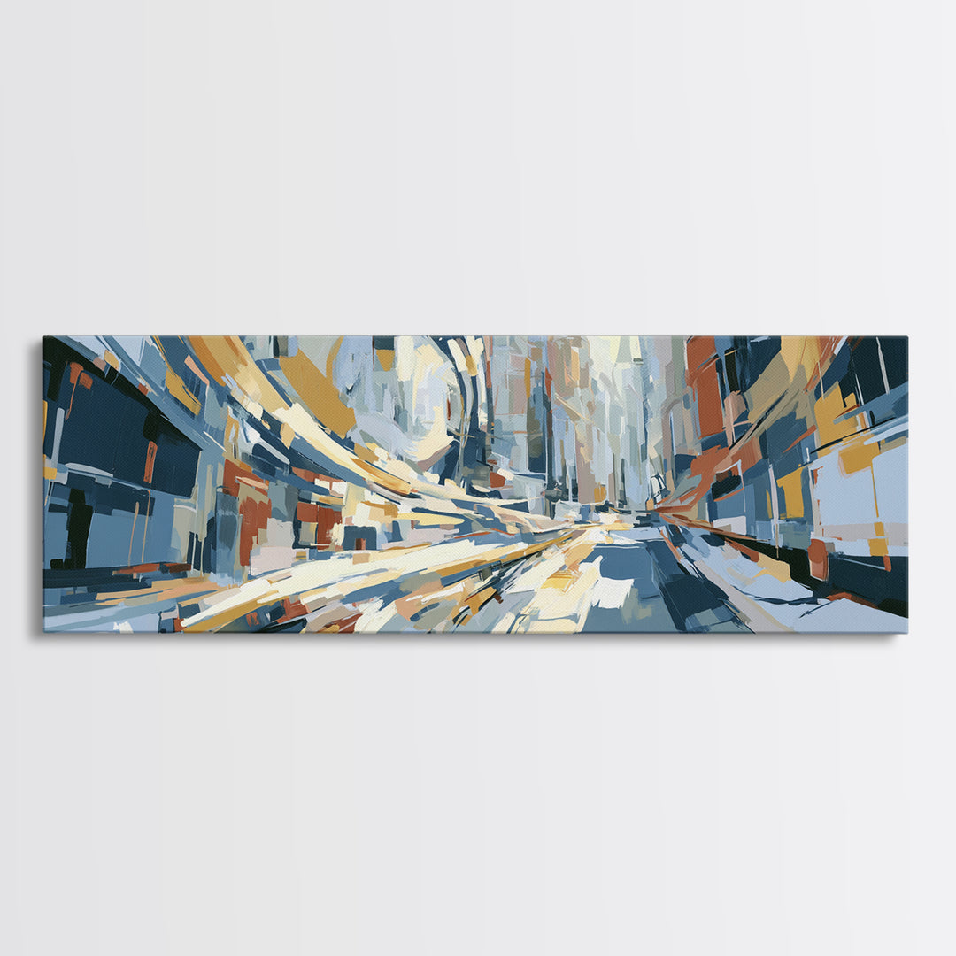 Distorted City Street Framed Canvas Print, Expressionist Art, Boho Decor, Living Room Decor, Oil Painting, Expression, EXP-3x1-89