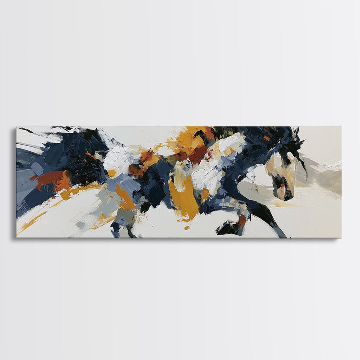 Expressionist Horse in Motion with Wild Mane Canvas Print, Expressionist Art, Minimalist Wall Art, Living Room Decor, EXP-3x1-98