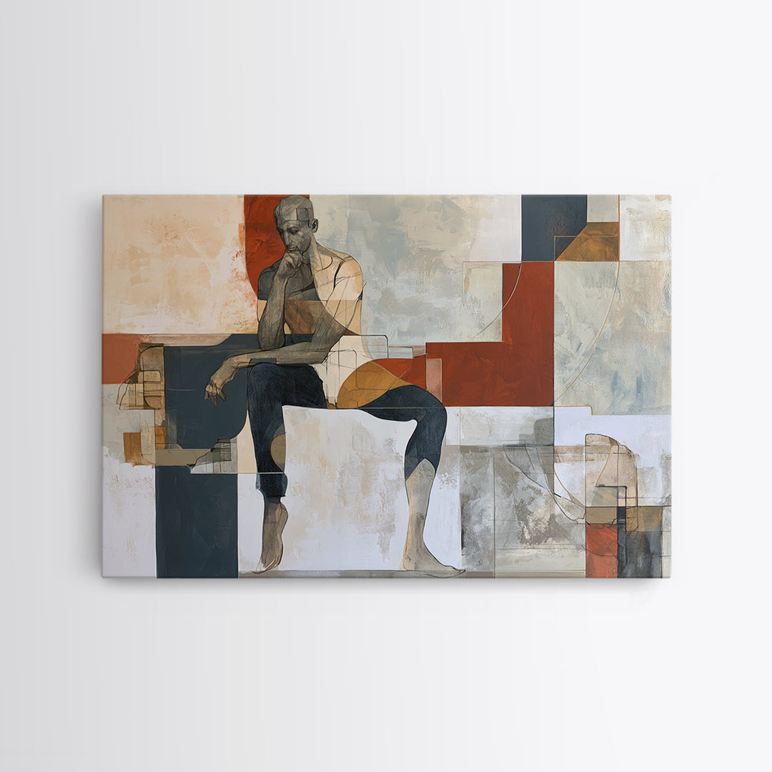 Seated Figure with Raw Gestural Outlines Canvas Print, Expressionist Art, Modern Decor, Living Room Decor, Fine Art, Expression, EXP-3x2-11
