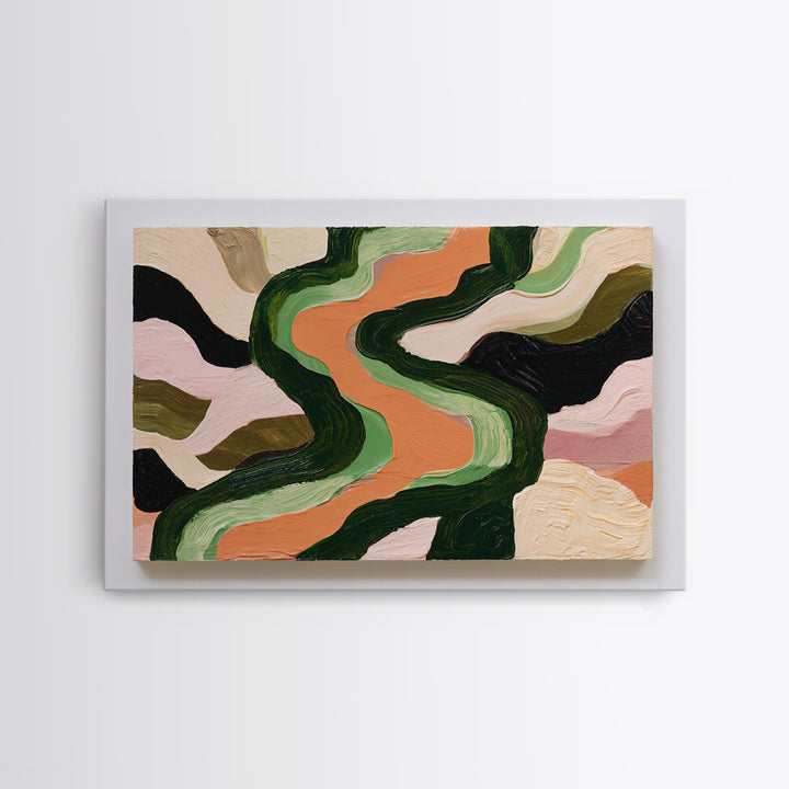 Garden Path with Thick Green and Orange Canvas Print, Expressionist Art, Canvas Art, Living Room Decor, Expression, EXP-3x2-18