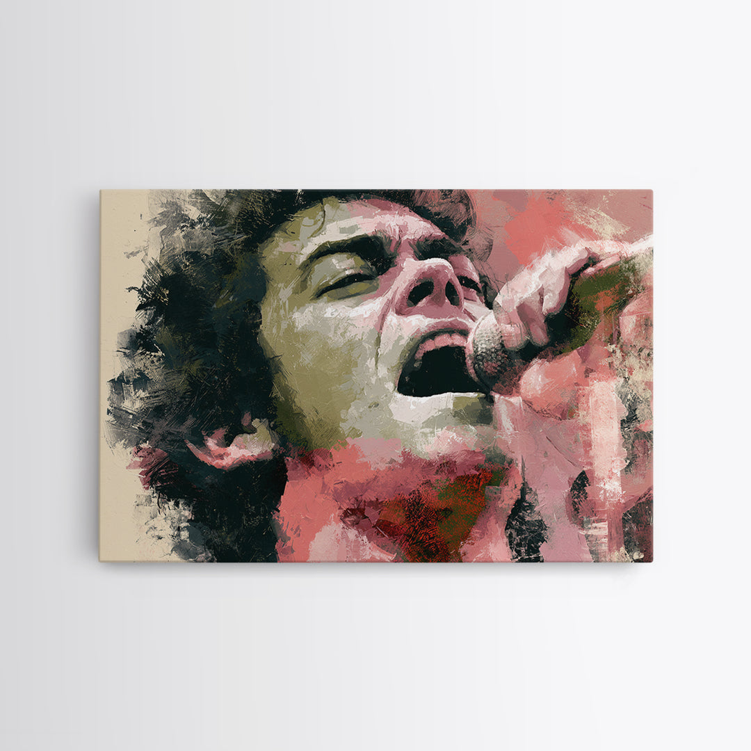 Portrait of a Singer Framed Canvas Print, Expressionist Art, Blue Wall Art, Living Room Decor, Expression, Luxury Decor, EXP-3x2-24
