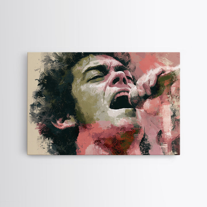Portrait of a Singer Framed Canvas Print, Expressionist Art, Blue Wall Art, Living Room Decor, Expression, Luxury Decor, EXP-3x2-24