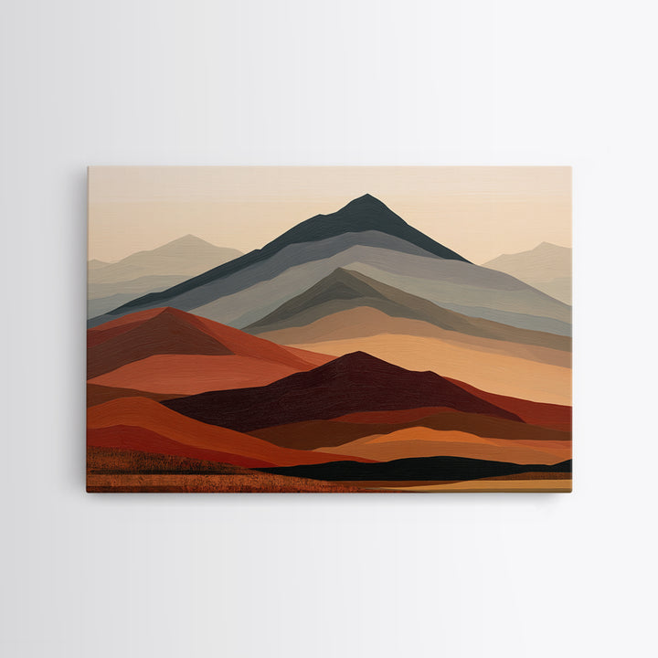 Mountain Landscape in Vibrating Color Bands Canvas Print, Expressionist Art, Moody Wall Art, Living Room Decor, Expression, EXP-3x2-25
