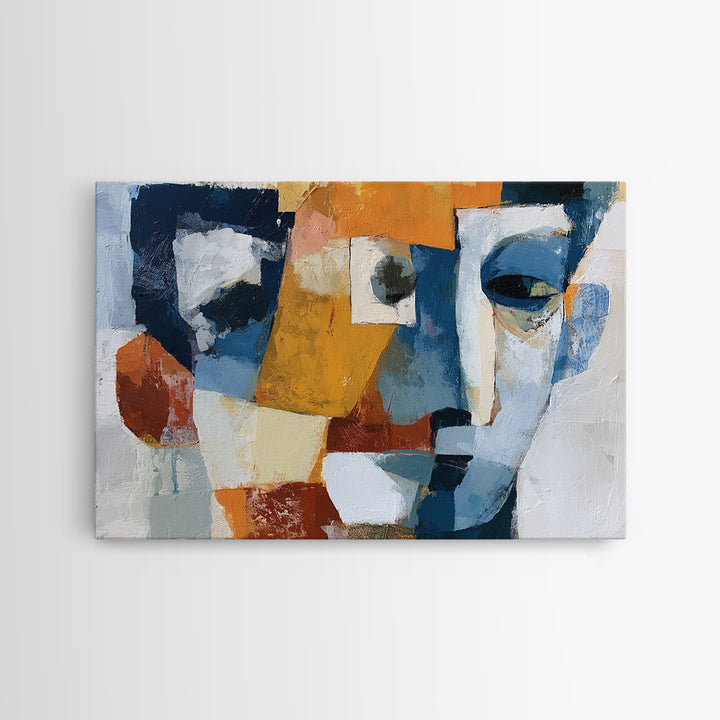 Abstract Face Split by Contrasting Emotions Canvas Print, Expressionist Art, Contemporary Art, Living Room Decor, Expression, EXP-3x2-39