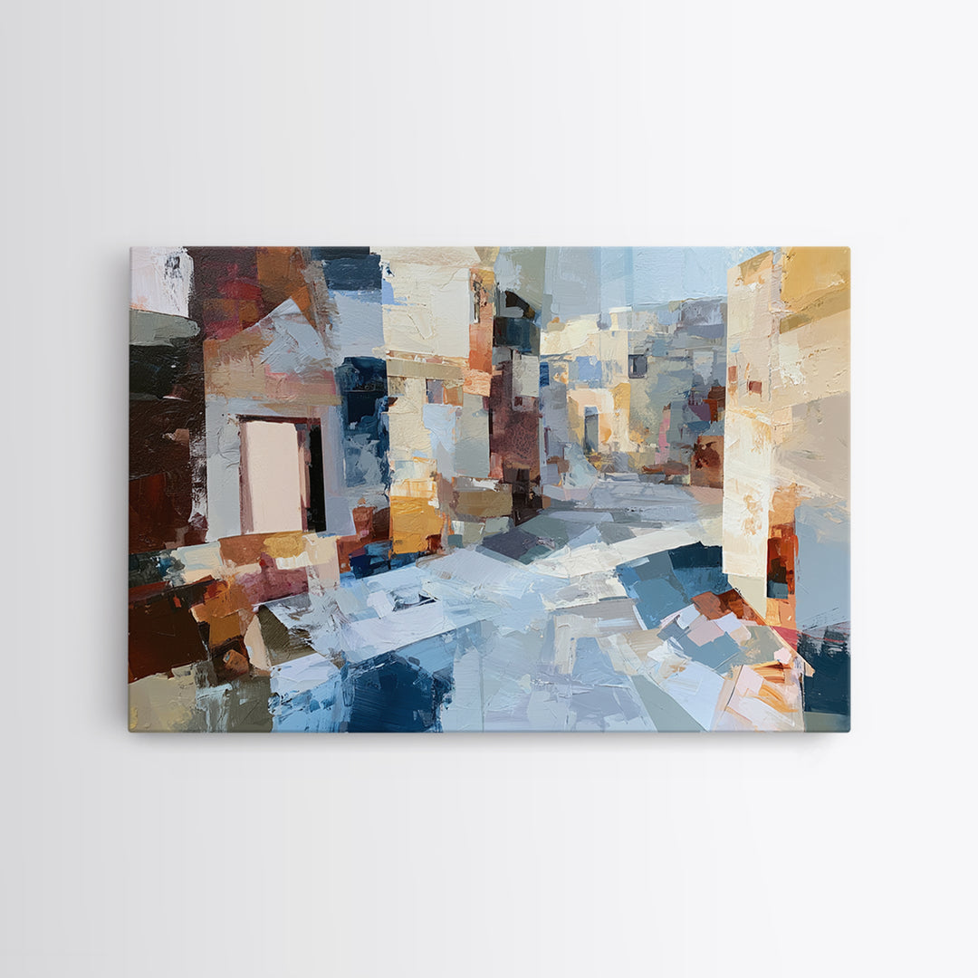 Distorted City Street Framed Canvas Print, Expressionist Art, Minimalist Wall Art, Living Room Decor, Fine Art, Expression, EXP-3x2-5