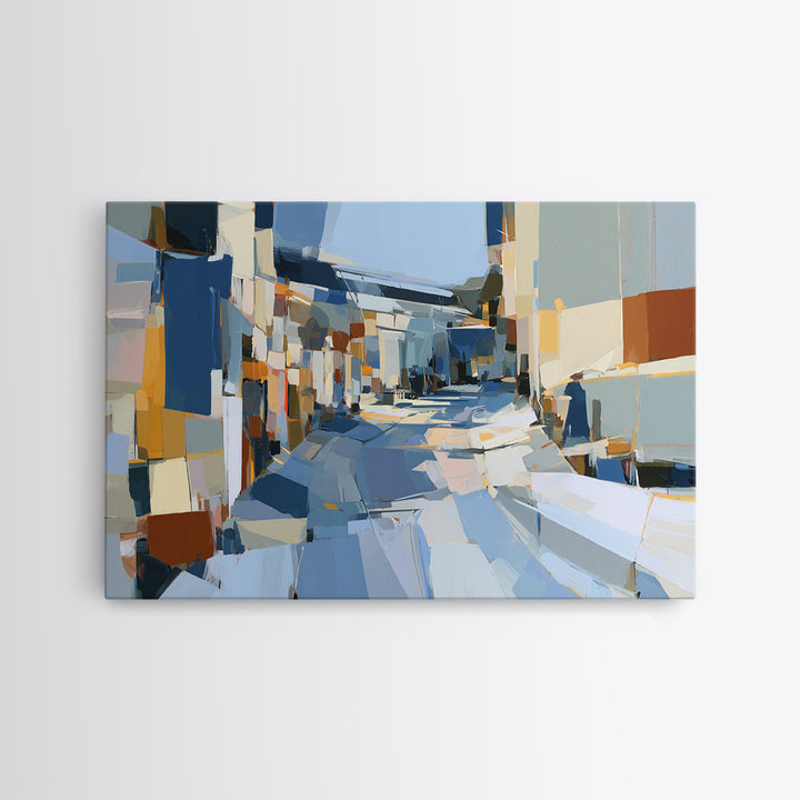 Distorted City Street Framed Canvas Print, Expressionist Art, Room Decor, Living Room Decor, Fine Art, Expression, EXP-3x2-77