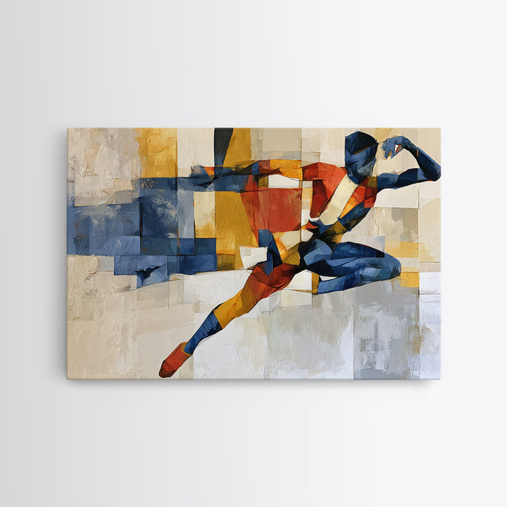 Dancer Figure Fractured into Vibrant Movement Canvas Print, Expressionist Art, Home Decor, Living Room Decor, Expression, EXP-3x2-80