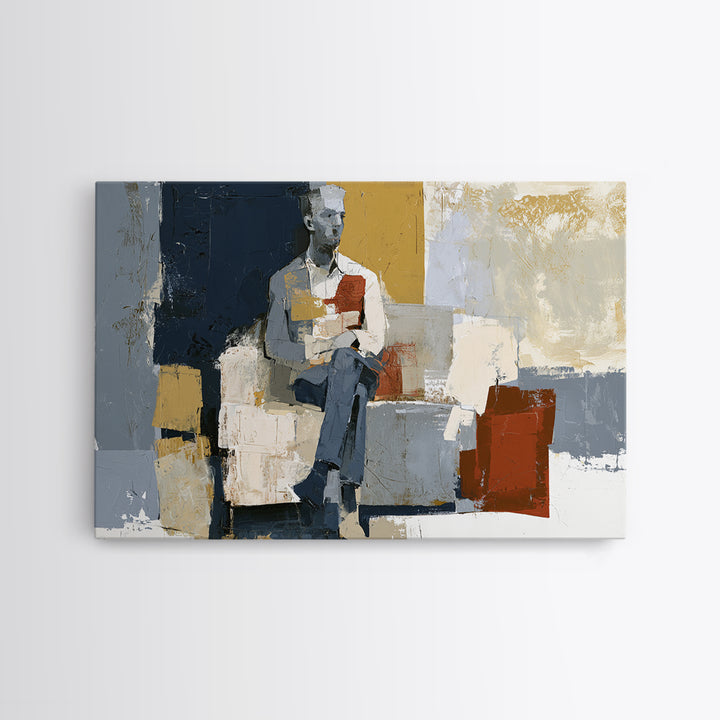 Seated Figure with Raw Gestural Outlines Canvas Print, Expressionist Art, Abstract Art, Living Room Decor, Fine Art, Expression, EXP-3x2-83