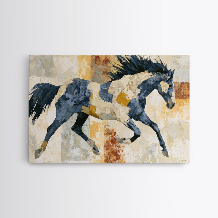 Expressionist Horse in Motion with Wild Mane Framed Canvas Print, Expressionist Art, Modern Art, Living Room Decor, Expression, EXP-3x2-86