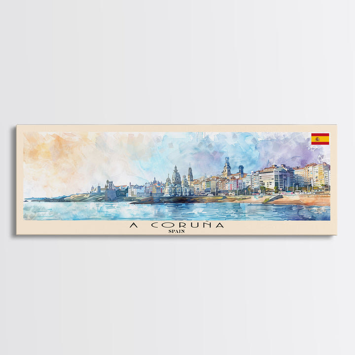 A Coruńa Spain Travel Art, City Art, Framed Canvas Print or Metal Wall Art, Europe Travel Poster, Panoramic Wall Art, Extra Wide Wall Art