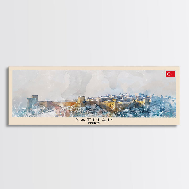 Batman TurkeyPanoramic Travel Poster, Framed Canvas Print or Metal Wall Art, Travel Art, Home Decor, Panoramic Painting, Midcentury Art