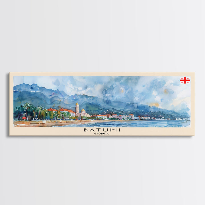 Batumi Georgia Wall Art, Panoramic Travel Poster, Panoramic Framed Canvas Print, City Wall Art, Wall Hanging Home Decor, Travel Art