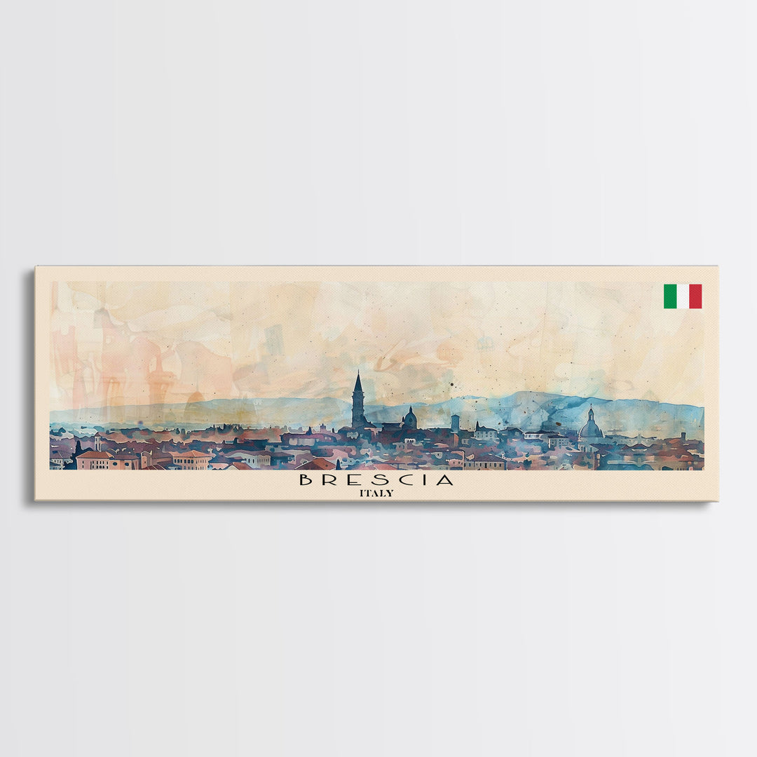Brescia Italy Travel Print Wall Art, Panoramic City Art, Travel Art, Wall Decor, Vacation Gift, Framed Canvas Print Or Metal Art