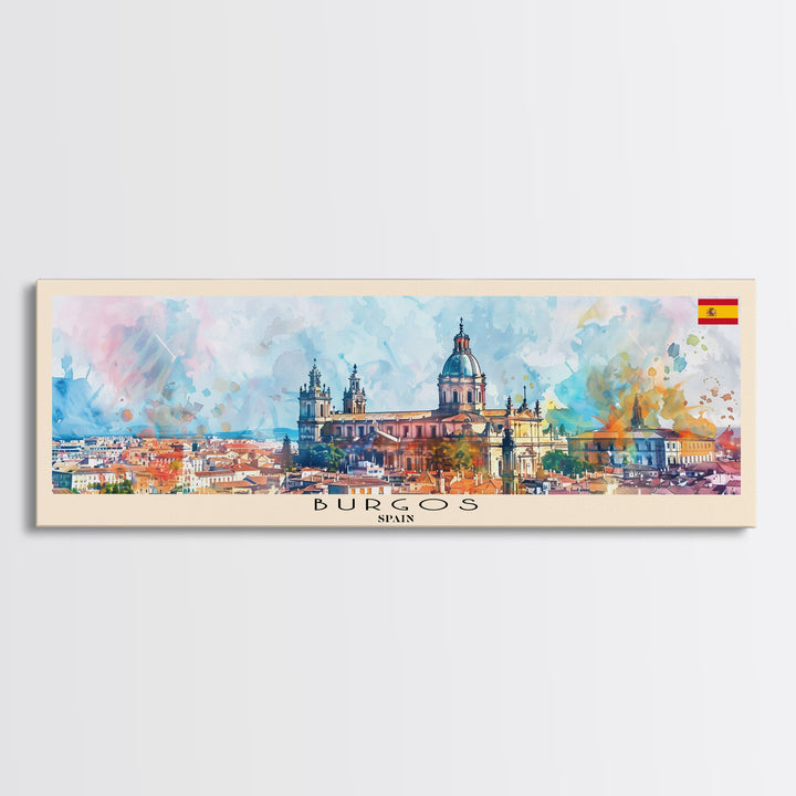 Burgos Spain Wall Art, Panoramic Travel Poster, Panoramic Framed Canvas Print, City Wall Art, Wall Hanging Home Decor, Travel Art