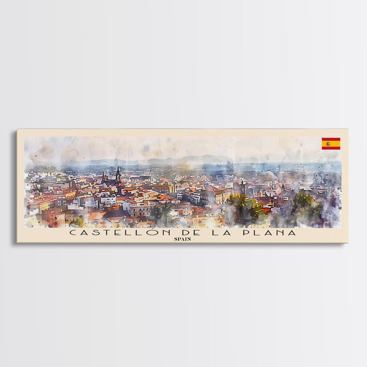 Castellon de la Plana Spain Wall Art, Panoramic Travel Poster, Panoramic Framed Canvas Print, City Wall Art, Wall Hanging Home Decor, Travel Art