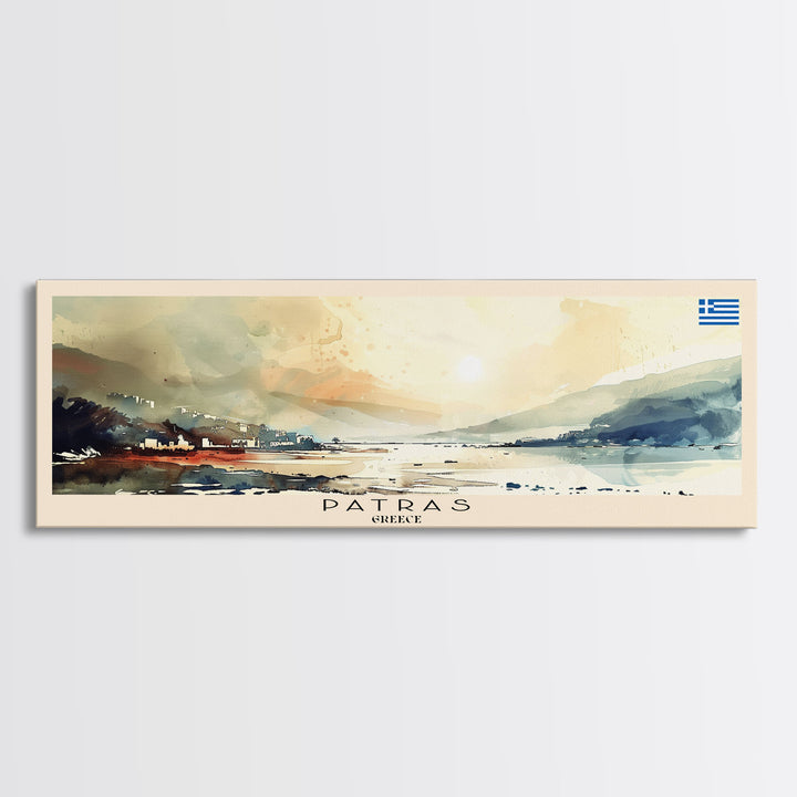 Patras Greece Travel Art, City Art, Framed Canvas Print or Metal Wall Art, Europe Travel Poster, Panoramic Wall Art, Extra Wide Wall Art