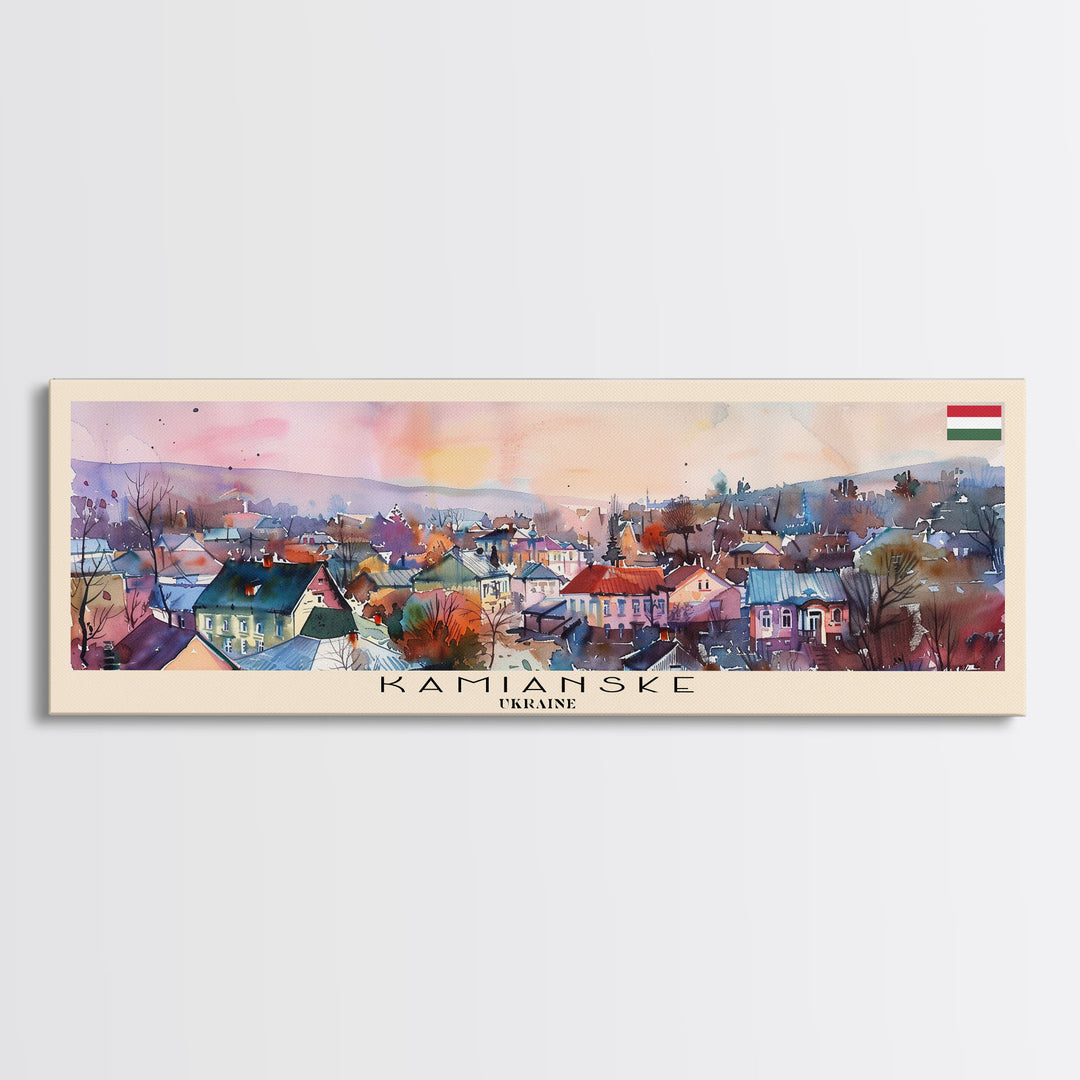 Kamianske Ukraine Wall Art, Panoramic Travel Poster, Panoramic Framed Canvas Print, City Wall Art, Wall Hanging Home Decor, Travel Art