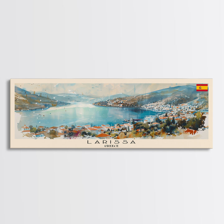Larissa Greece Wall Art, Panoramic Travel Poster, Panoramic Framed Canvas Print, City Wall Art, Wall Hanging Home Decor, Travel Art