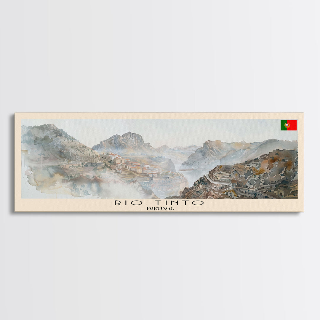 Rio Tinto Panoramic Travel Poster, Framed Canvas Print or Metal Wall Art, Travel Art, Home Decor, Panoramic Painting, Midcentury Art