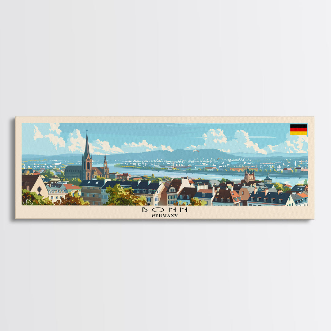 Bonn Germany Travel Print Wall Art, Panoramic City Art, Travel Art, Wall Decor, Vacation Gift, Framed Canvas Print Or Metal Art