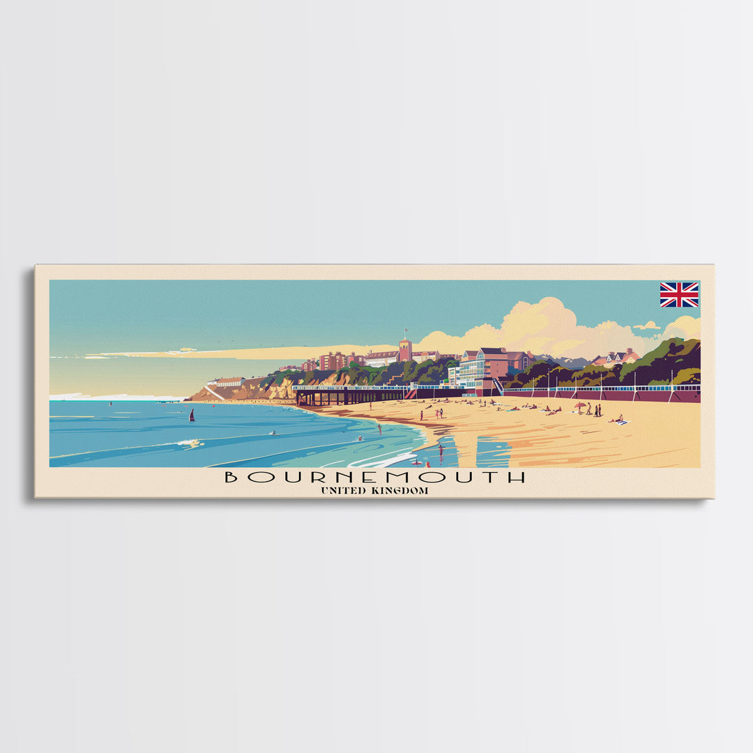 Bournemouth United Kingdom Wall Art, Panoramic Travel Poster, Panoramic Framed Canvas Print, City Wall Art, Wall Hanging Home Decor, Travel Art
