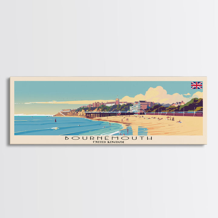 Bournemouth United Kingdom Wall Art, Panoramic Travel Poster, Panoramic Framed Canvas Print, City Wall Art, Wall Hanging Home Decor, Travel Art