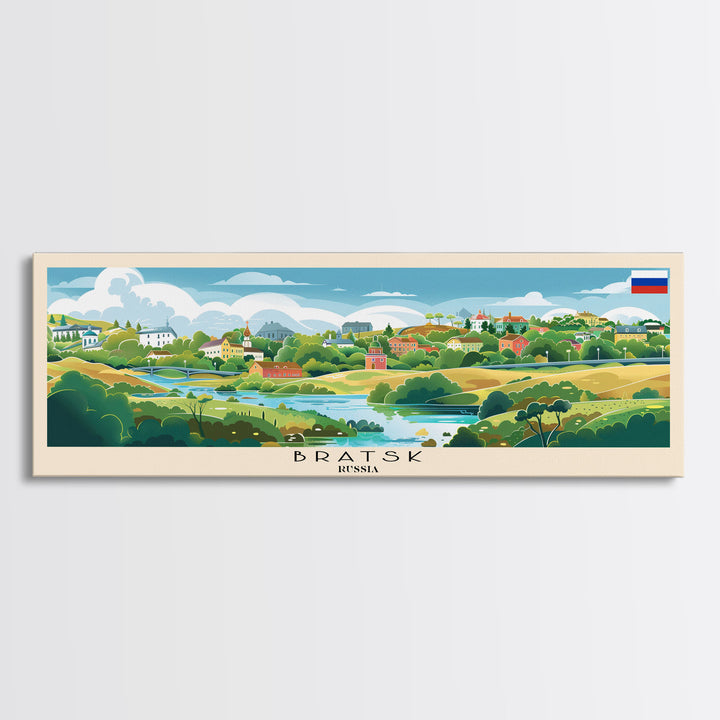 Bratsk Russia Travel Print Wall Art, Panoramic City Art, Travel Art, Wall Decor, Vacation Gift, Framed Canvas Print Or Metal Art