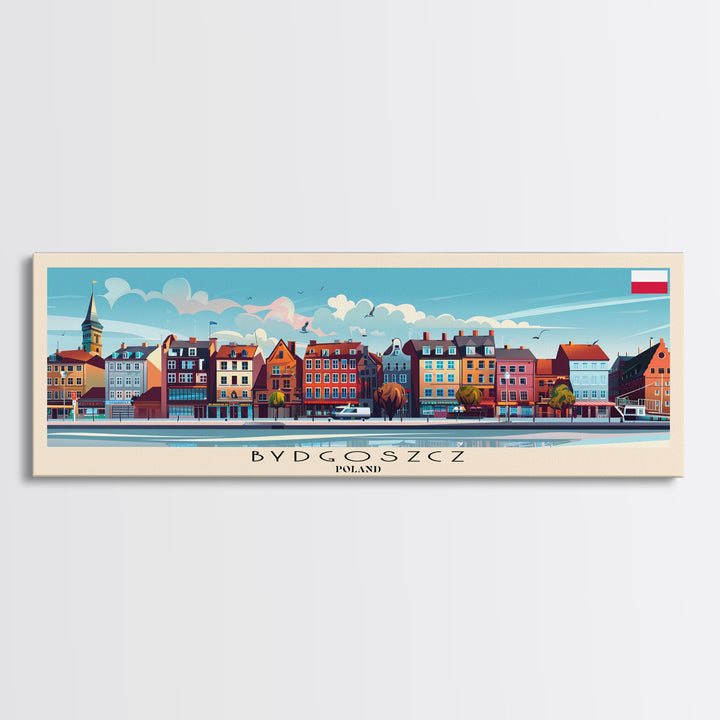 Bydgoszcz Poland Travel Art, City Art, Framed Canvas Print or Metal Wall Art, Europe Travel Poster, Panoramic Wall Art, Extra Wide Wall Art
