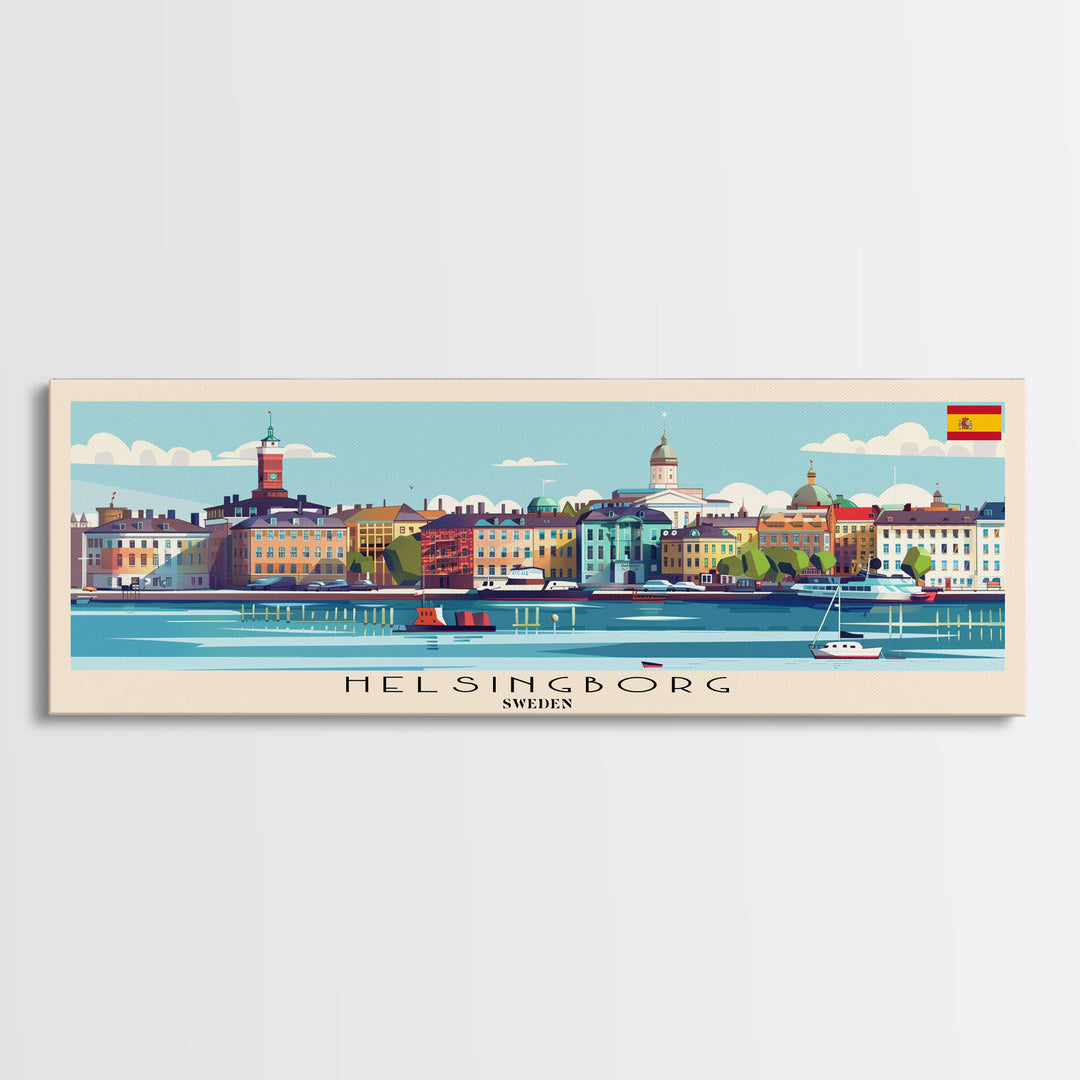 Helsingborg Sweden Travel Print Wall Art, Panoramic City Art, Travel Art, Wall Decor, Vacation Gift, Framed Canvas Print Or Metal Art