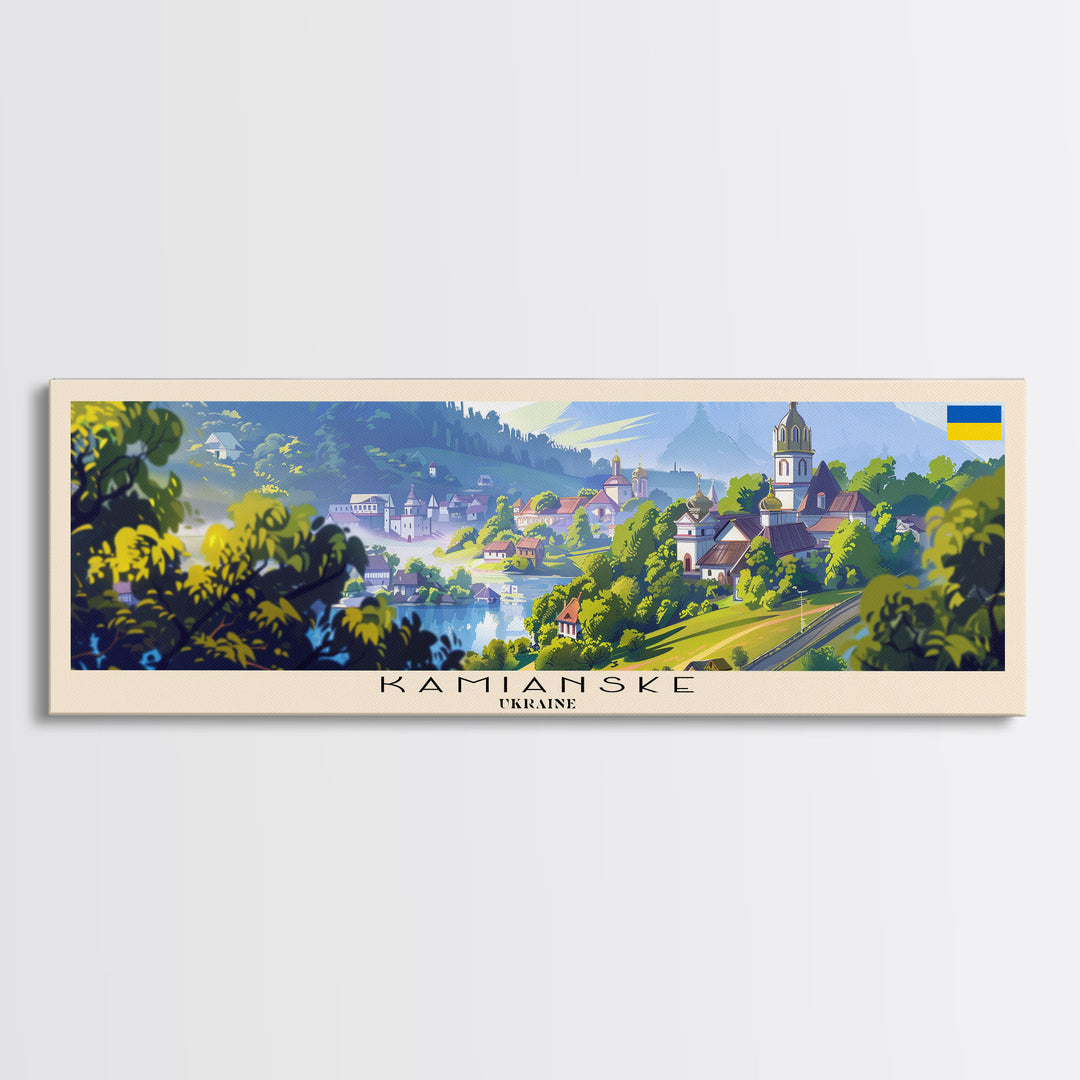 Kamianske Ukraine Wall Art, Panoramic Travel Poster, Panoramic Framed Canvas Print, City Wall Art, Wall Hanging Home Decor, Travel Art