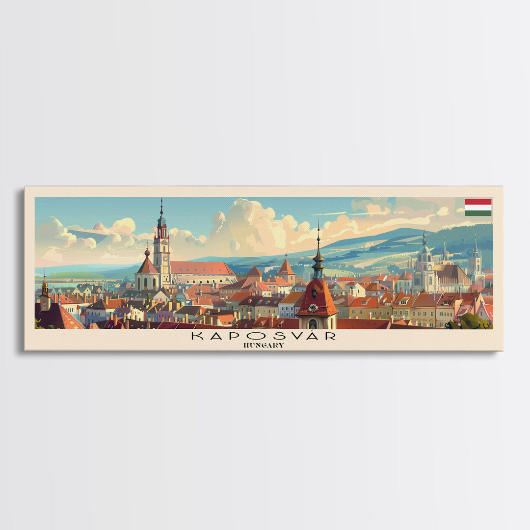 Kaposvar Hungary Travel Print Wall Art, Panoramic City Art, Travel Art, Wall Decor, Vacation Gift, Framed Canvas Print Or Metal Art