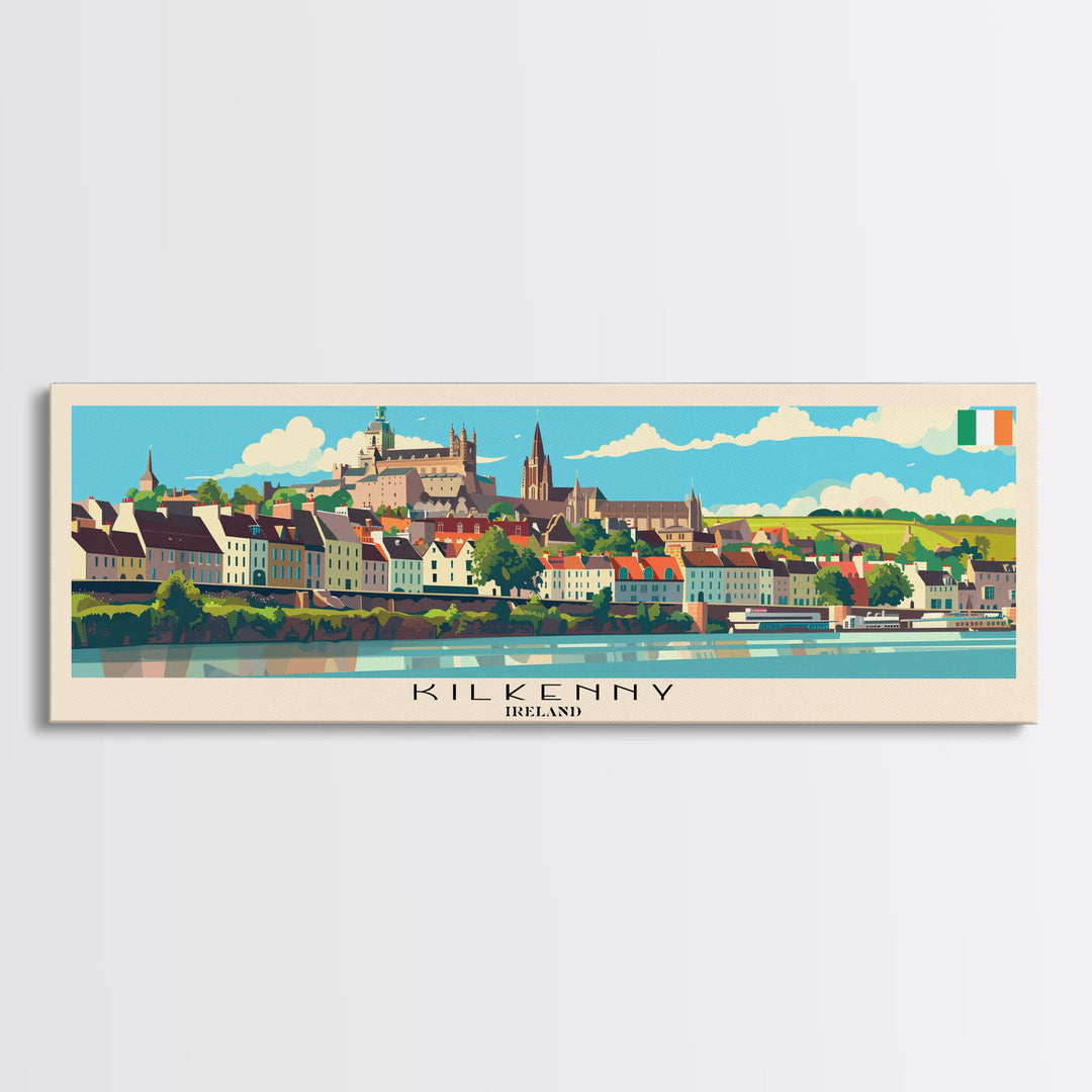 Kilkenny Ireland Travel Print Wall Art, Panoramic City Art, Travel Art, Wall Decor, Vacation Gift, Framed Canvas Print Or Metal Art