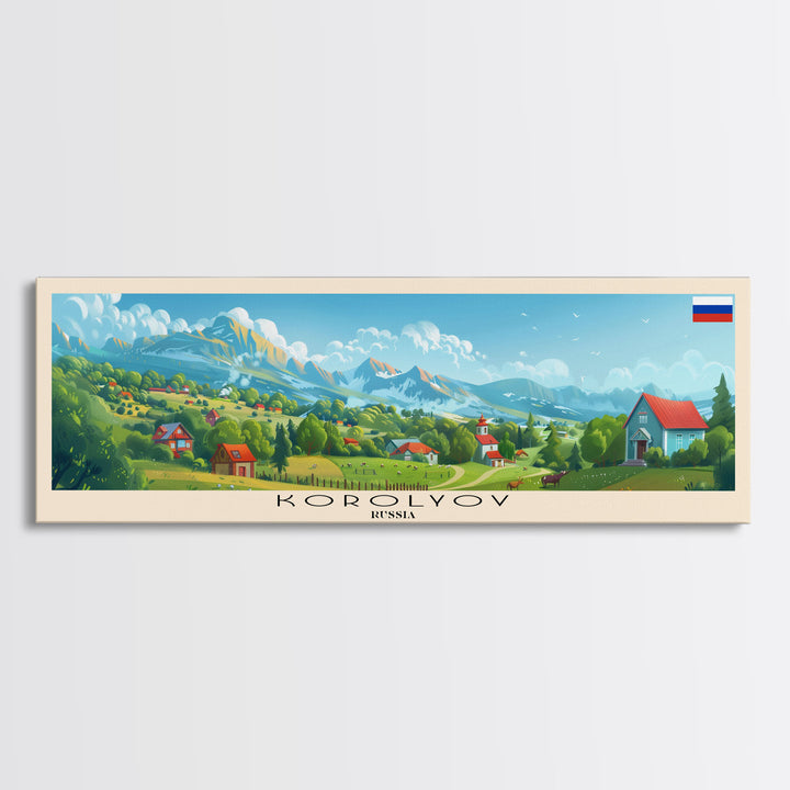 Korolyov Russia Wall Art, Panoramic Travel Poster, Panoramic Framed Canvas Print, City Wall Art, Wall Hanging Home Decor, Travel Art
