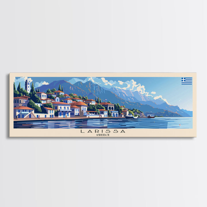 Larissa Greece Travel Print Wall Art, Panoramic City Art, Travel Art, Wall Decor, Vacation Gift, Framed Canvas Print Or Metal Art