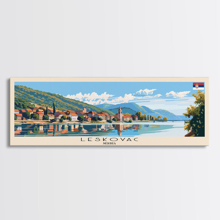 Leskovac Serbia Wall Art, Panoramic Travel Poster, Panoramic Framed Canvas Print, City Wall Art, Wall Hanging Home Decor, Travel Art