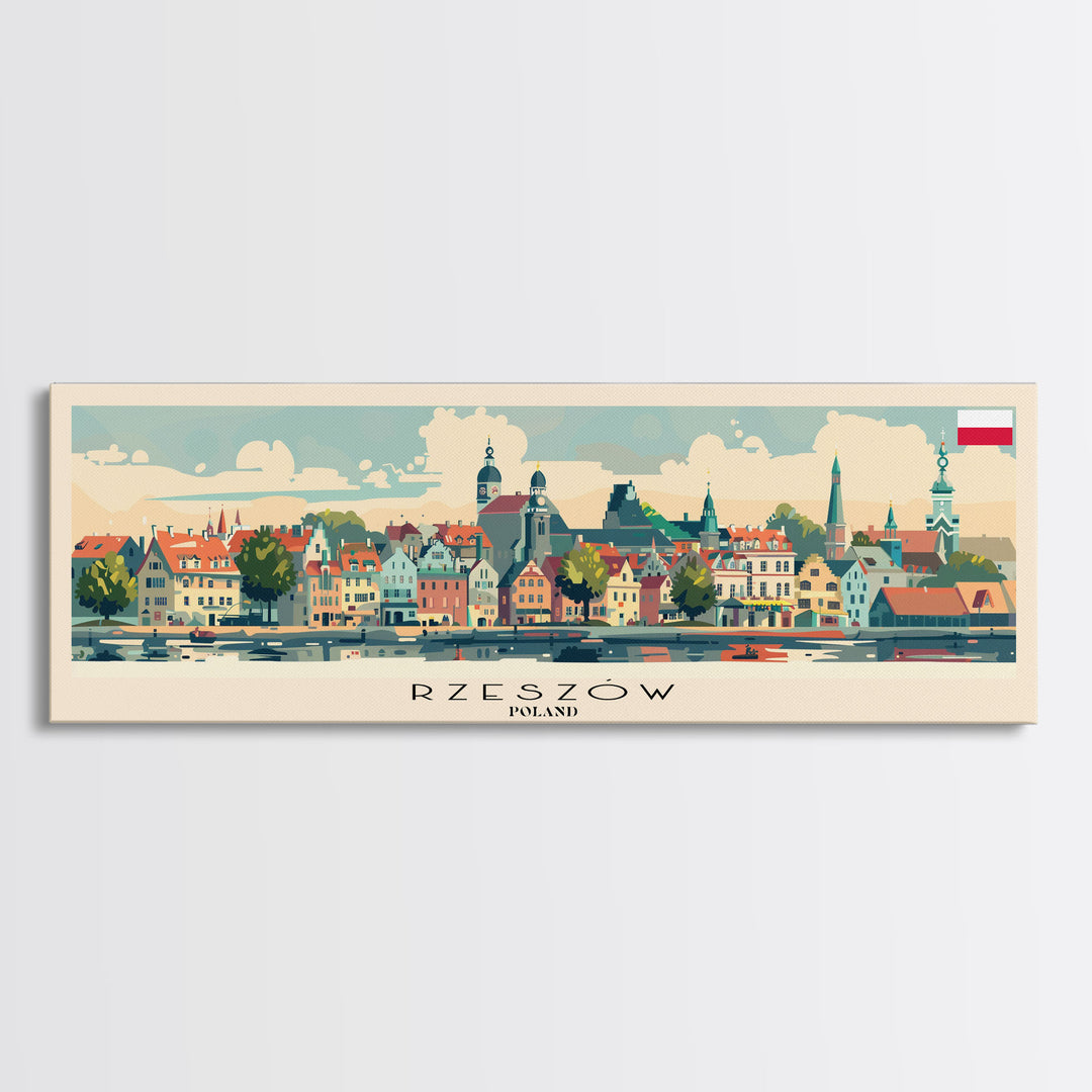 Rzeszow Poland Wall Art, Panoramic Travel Poster, Panoramic Framed Canvas Print, City Wall Art, Wall Hanging Home Decor, Travel Art