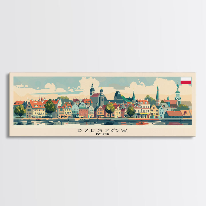Rzeszow Poland Wall Art, Panoramic Travel Poster, Panoramic Framed Canvas Print, City Wall Art, Wall Hanging Home Decor, Travel Art